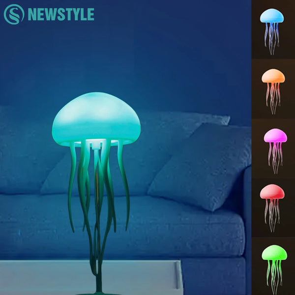 Lampe de Nuit Méduse LED – Contrôle Vocal et Couleurs Dégradées RGB