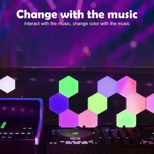 Panneaux LED Hexagonaux Quantum RGB - Lampe Murale Modulaire DIY avec Contrôle via APP et Rythme Musical