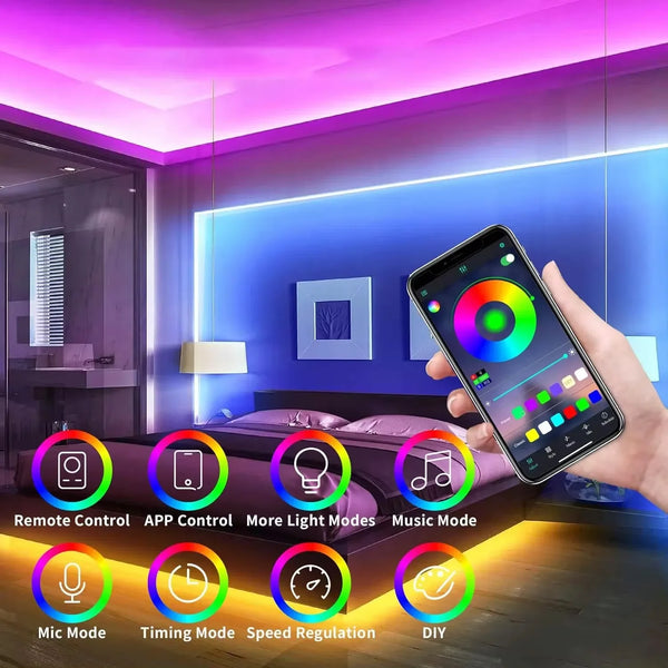 Ruban LED Néon RGB – USB, Contrôle App & Télécommande