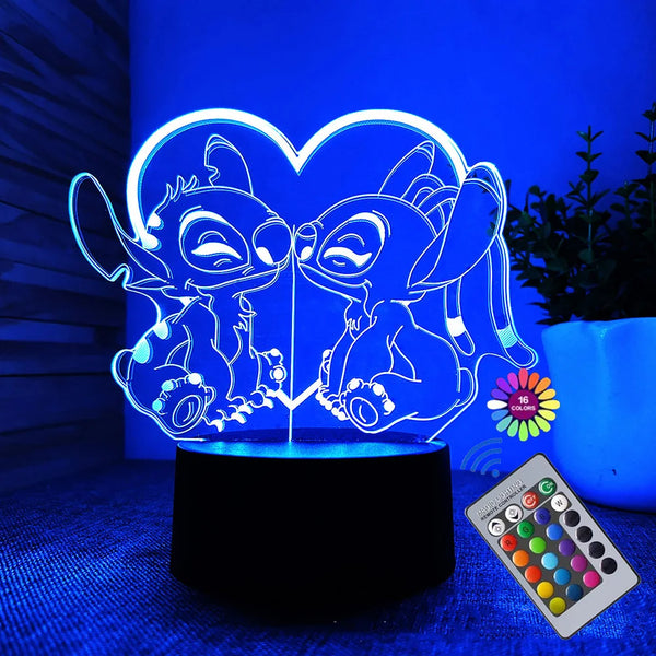 Lampe 3D Stitch avec Effet Illusion, Télécommande & Touch Control