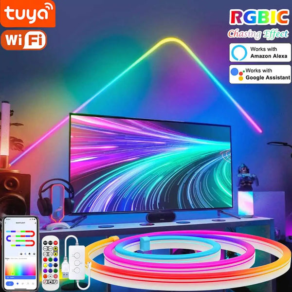 TUYA LED Neon Strip Light 5V USB – Ruban Neon Silicone RGBIC Dreamcolor avec Synchronisation Musicale